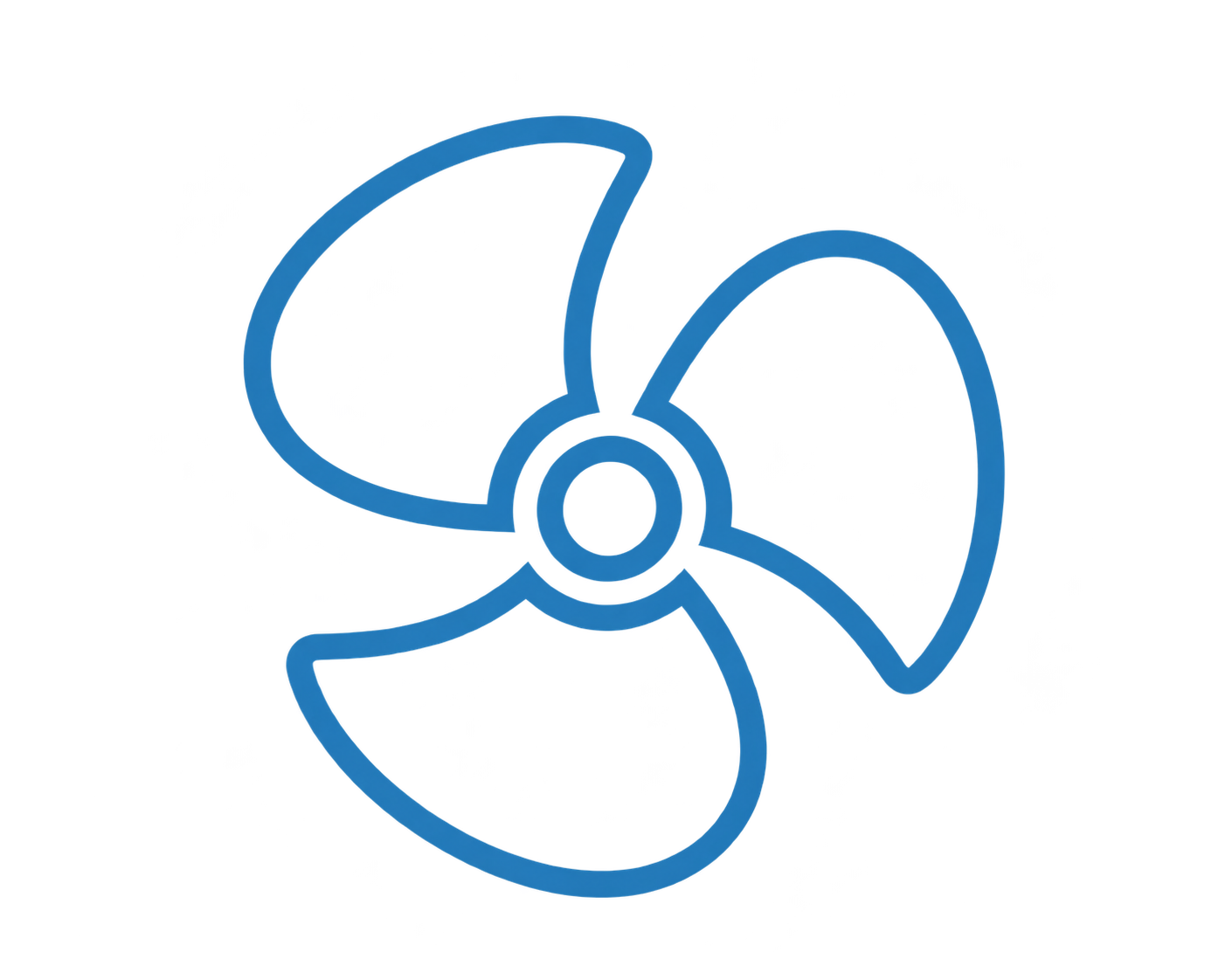 Blue Three-Blade Propeller Icon